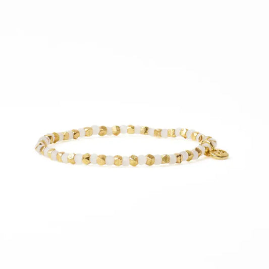Louise crystal gold stretch bracelet white