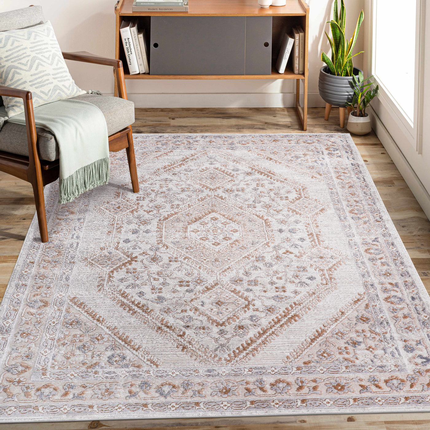 Marfi Collection Cream Ivory Bordered Area Rug