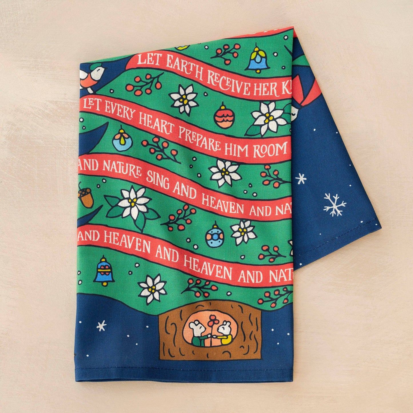 Joy To The World Christmas Tea Towel - Full Color