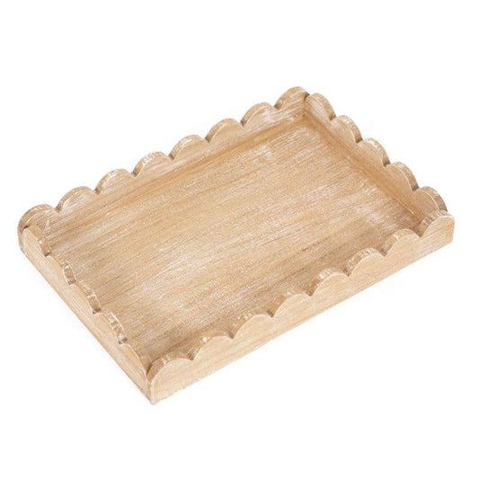 17006 - 13x9x2 wood scallop tray, natural Home Decor