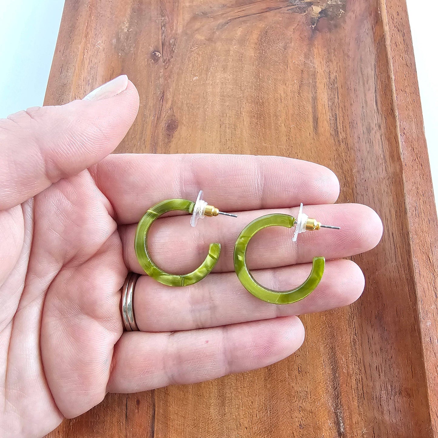 Cam Mini Hoops - Olive // Jewelry, Earrings, Fall
