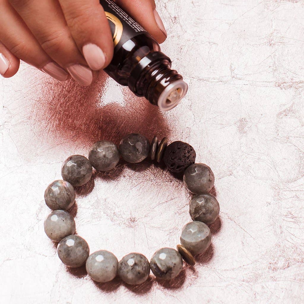 Lava & Gemstone Diffuser Bracelet - Amber Agate