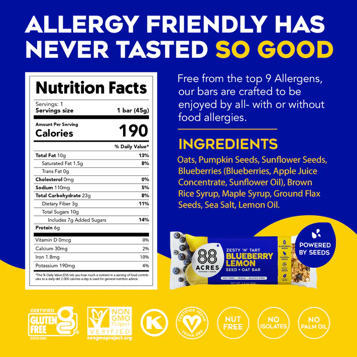 Blueberry Lemon Seed + Oat Bar