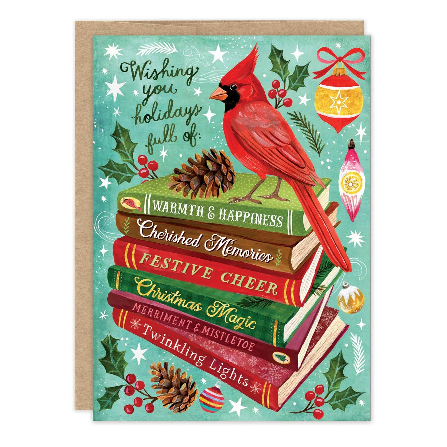 Holiday Wishes Book Stack Holiday Card