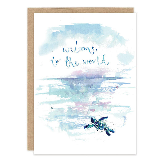 Turtle Welcome To The Word Baby Card