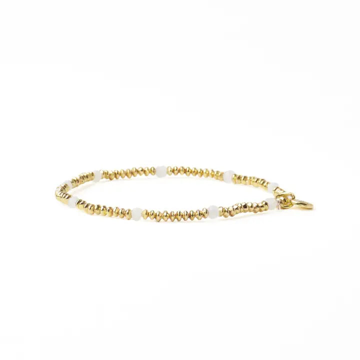 Ashley small gold brass and crystal stretch bracelet
