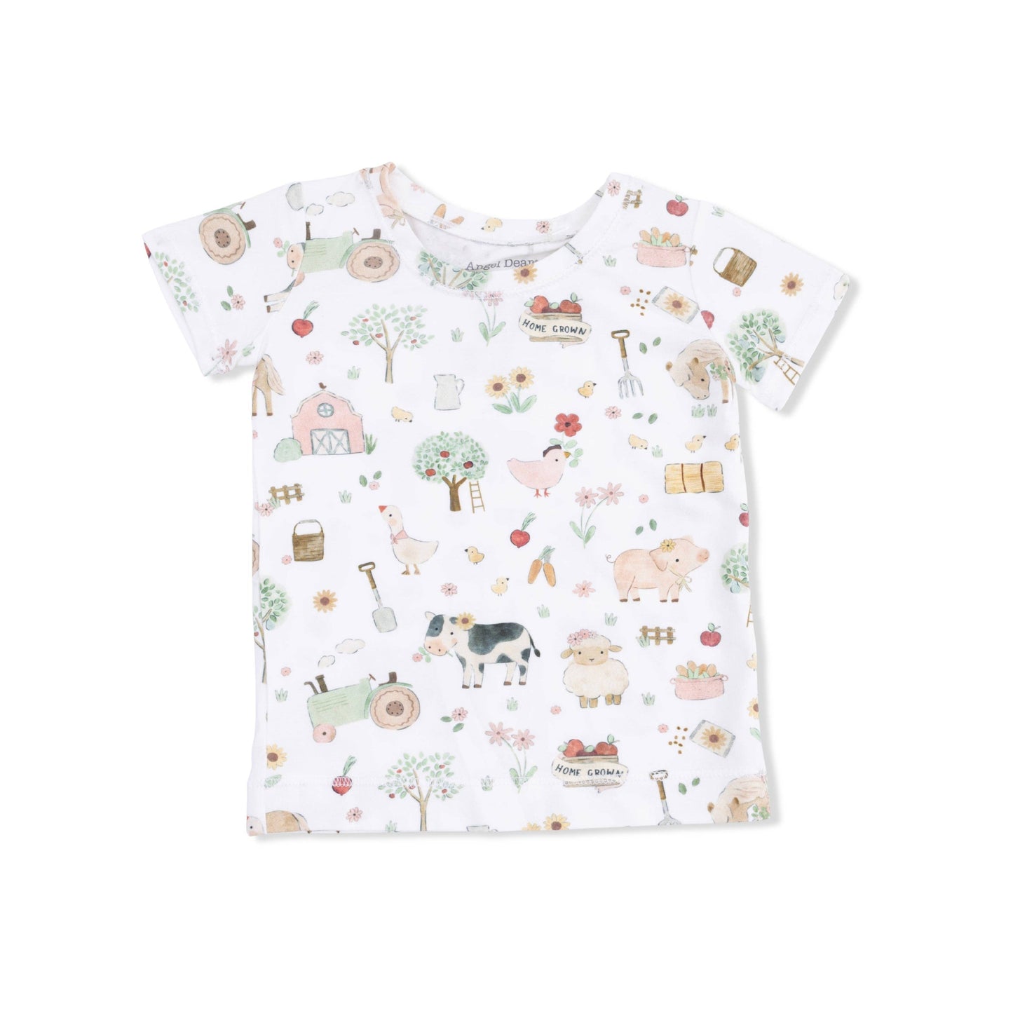 Cute Farm Animals Pink - Short Sleeve Loungewear Set