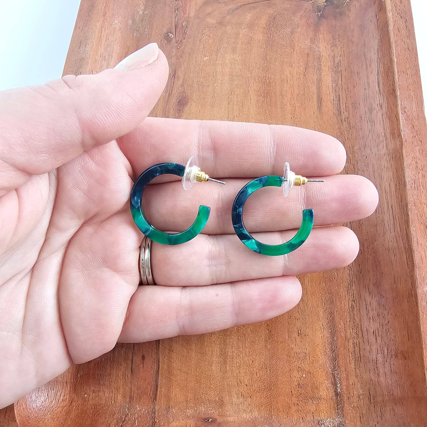 Cam Mini Hoops - Dark Green // Jewelry, Earrings, Fall