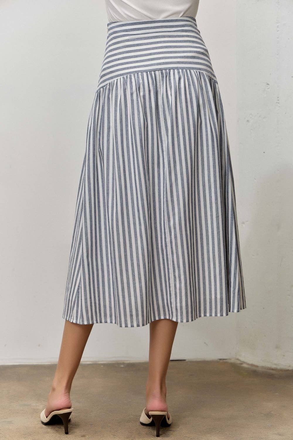 STRIPED COTTON MIDI SKIRT