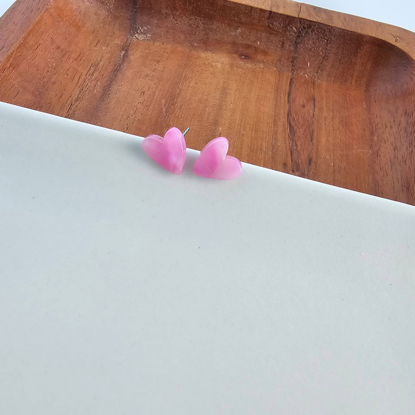 Hand Drawn Heart Studs - Bubblegum Bliss // Valentine's Day