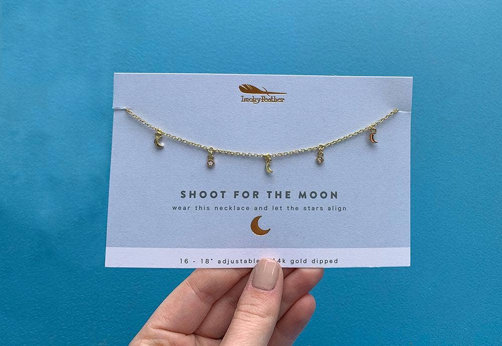 Dangle Necklace Gold - SHOOT FOR MOON