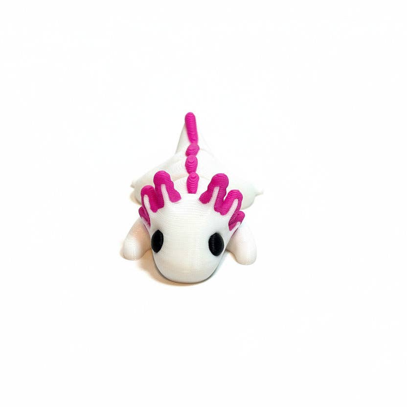 Axolotl (White and Hot Pink) • Mini 3D Printed Articulated Animal • Flexi Animals • Pocket Pets • Pocket Pals • Desk Pets [#29]*