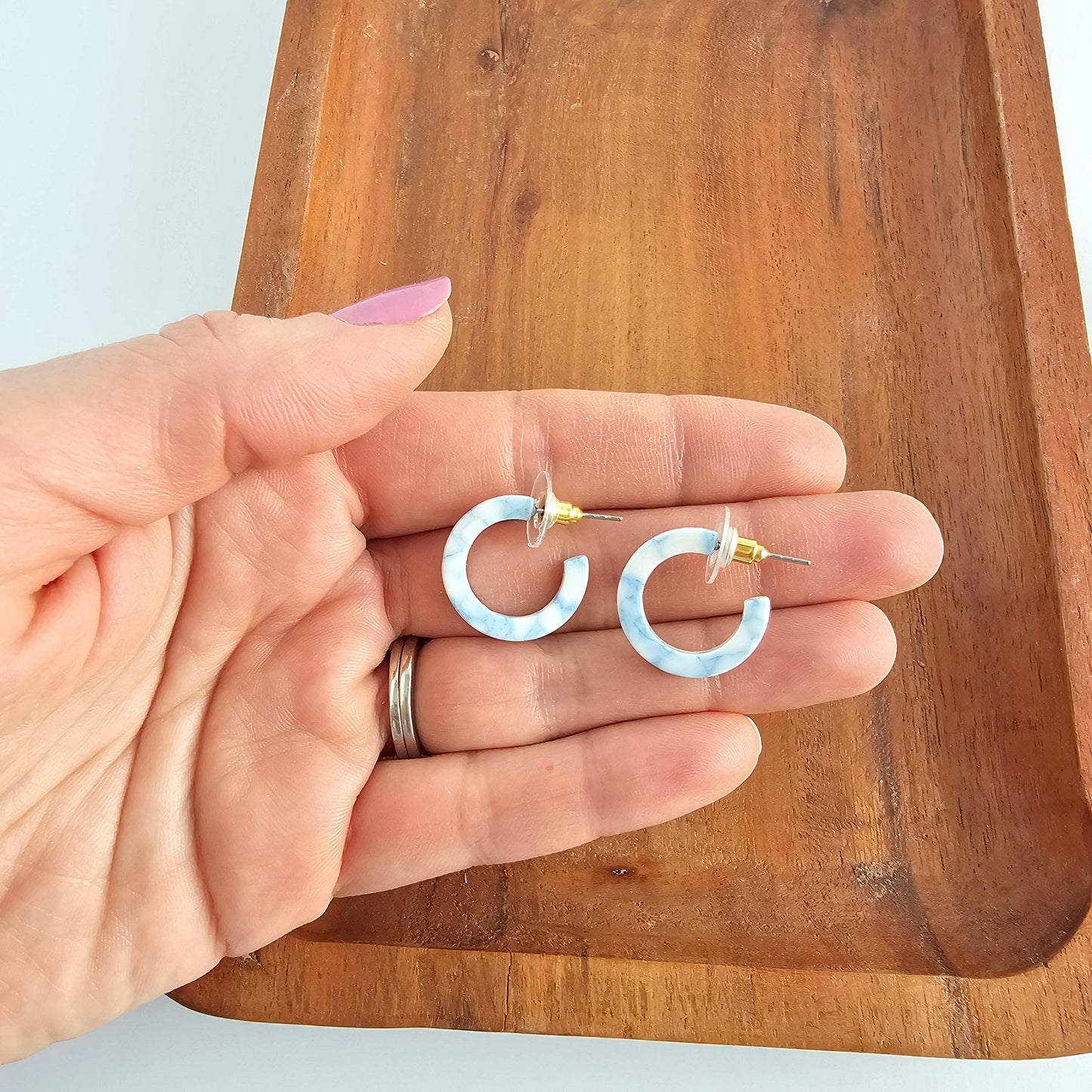 Micro Cam Mini Hoops - Saltwater Blue // Summer Earrings