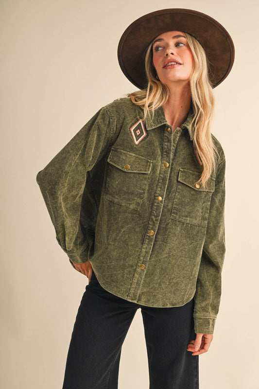 WASHED CORDUROY EMBROIDERED JACKET MJK5311