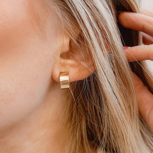 Thick Huggie Hoop Earrings | 14k Gold Fill & Sterling Silver