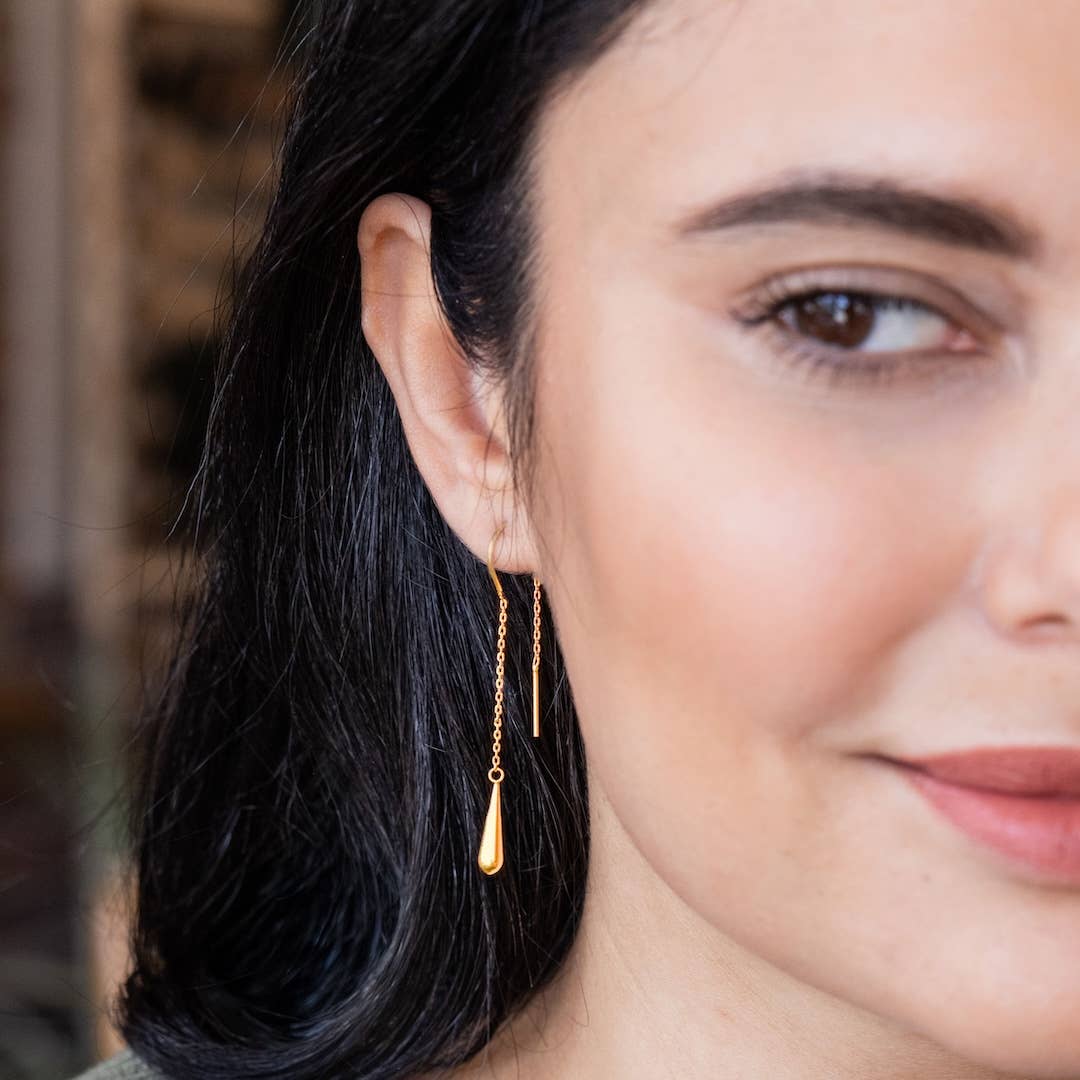 Refined Earring Collection - Teardrop Threader/Gold