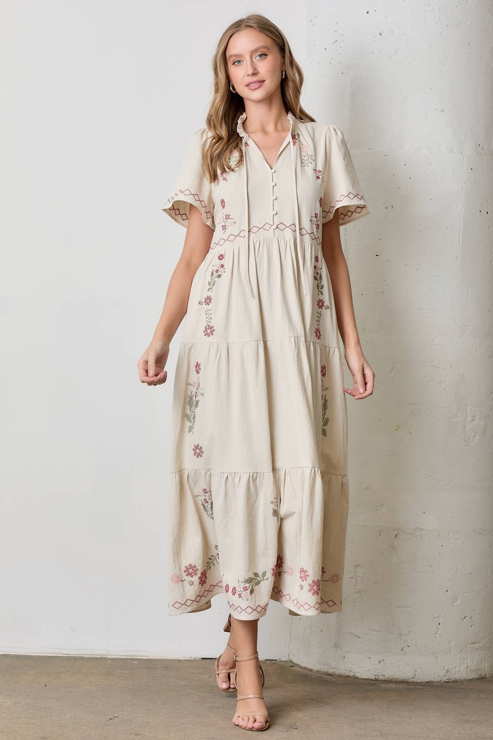 CROSS STITCH MAXI DRESS