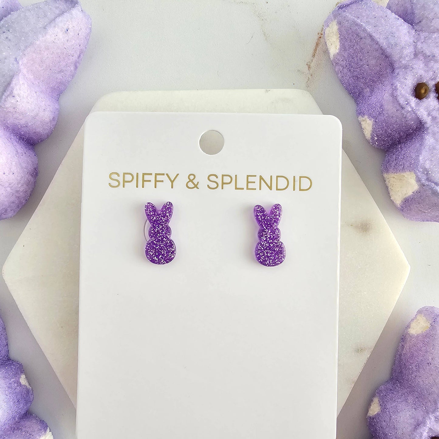 Glitter Bunny Studs - Purple // Easter, Jewelry, Earrings