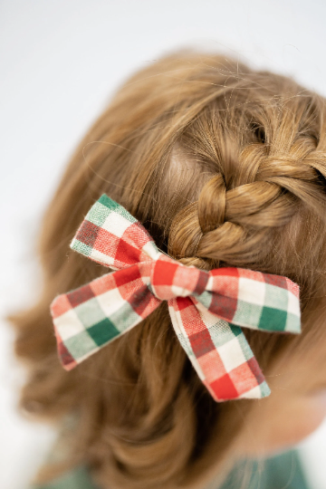 Holly Jolly Cotton Plaid Hair Bow